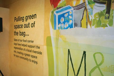 M&S Sheffield carrier bag sales sign